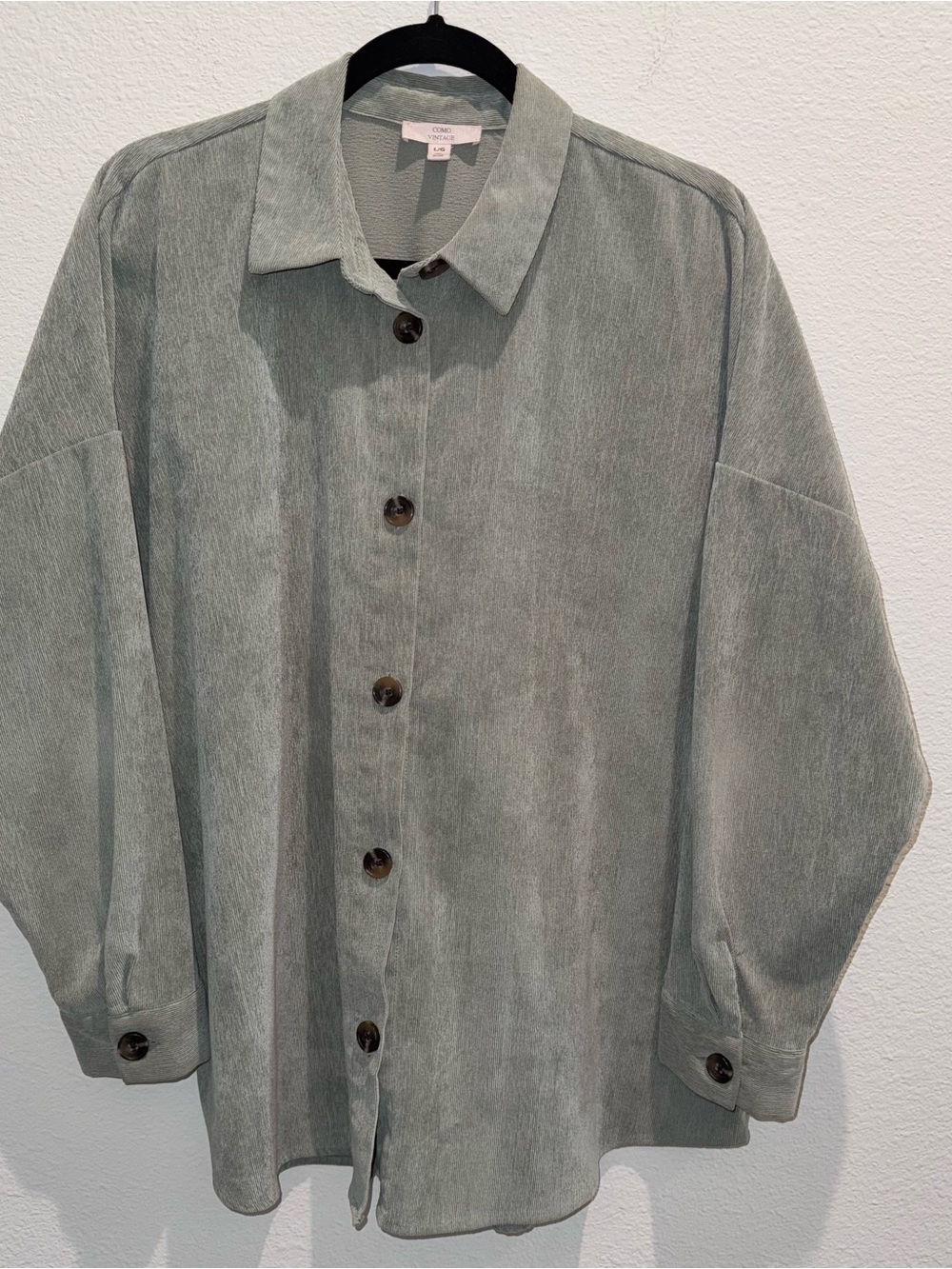 Como Vintage Light Sage Button-Up Shirt Jacket